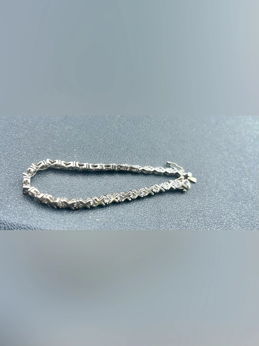 Classic Sterling-Color X-Link Crystal Bracelet